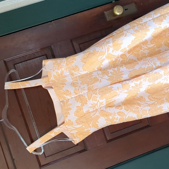 Kay Unger Ingrid Mango Jacquard Empire Waist Wide Leg Jumpsuit - Picture 9 of 16